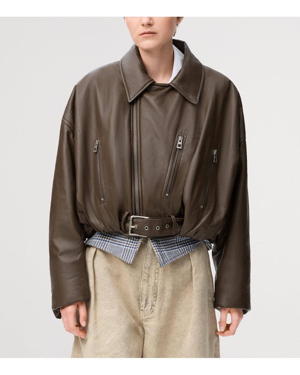 Loewe Brown Nappa Lambskin Biker Jacket