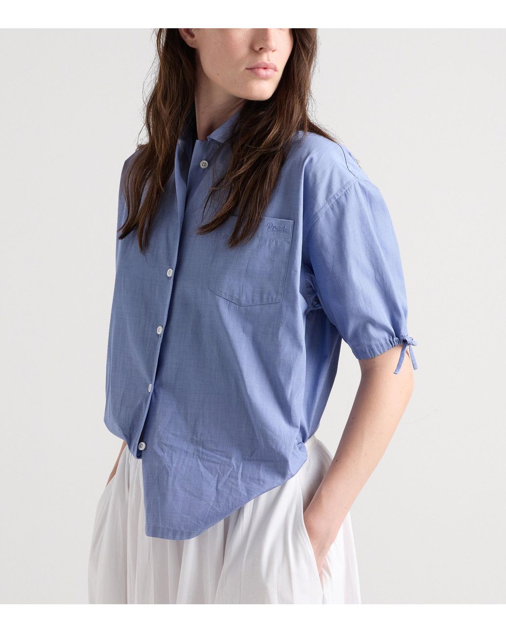 Prada Blue Cotton Fil-Á-Fil Shirt