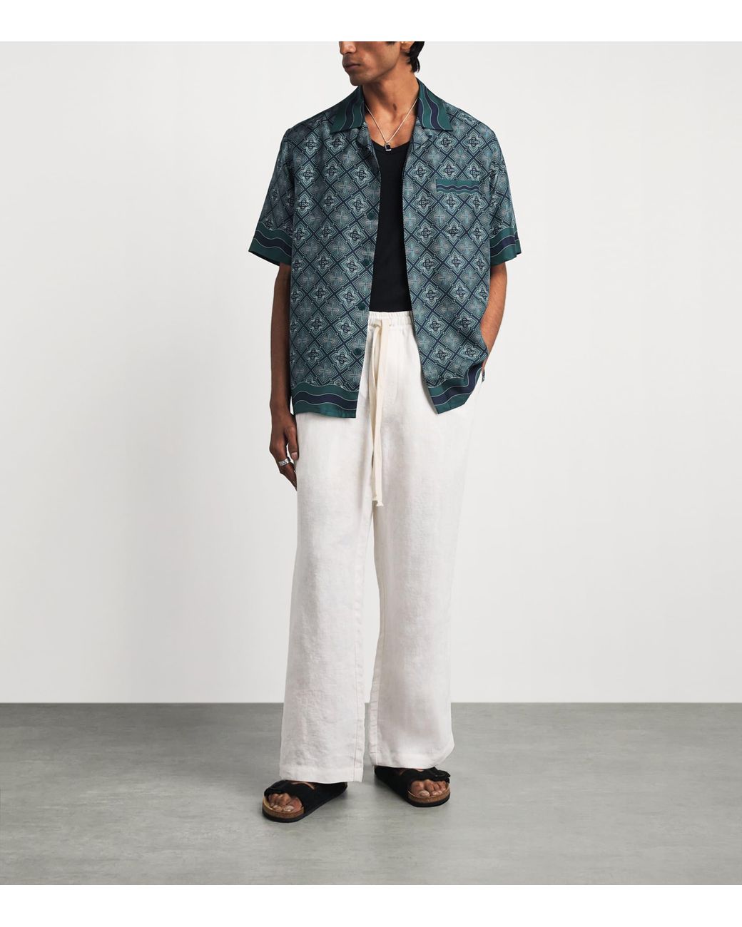Casablanca Blue Silk Radiating Monogram Shirt for men