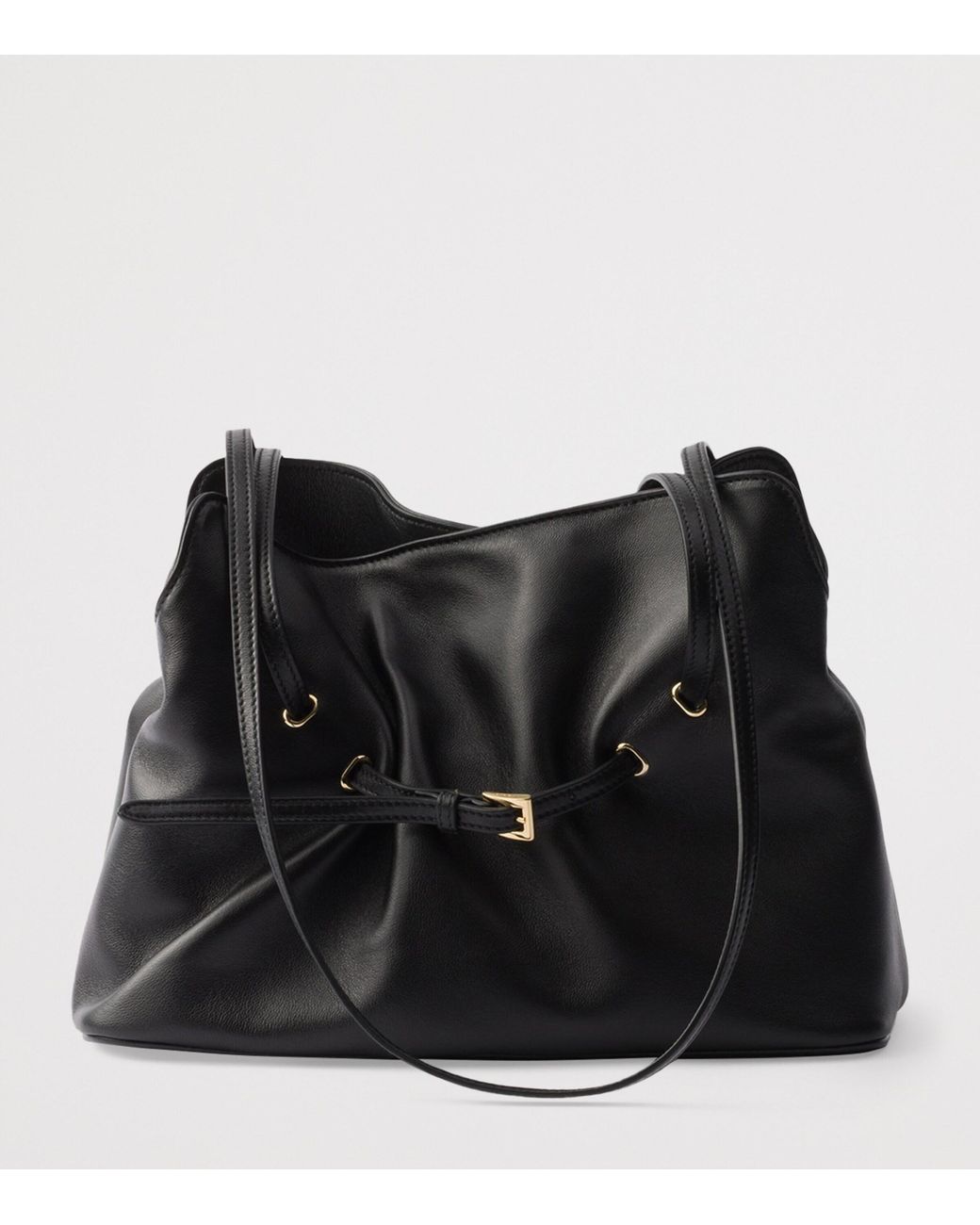 Prada Black Small Dada Leather Shoulder Bag
