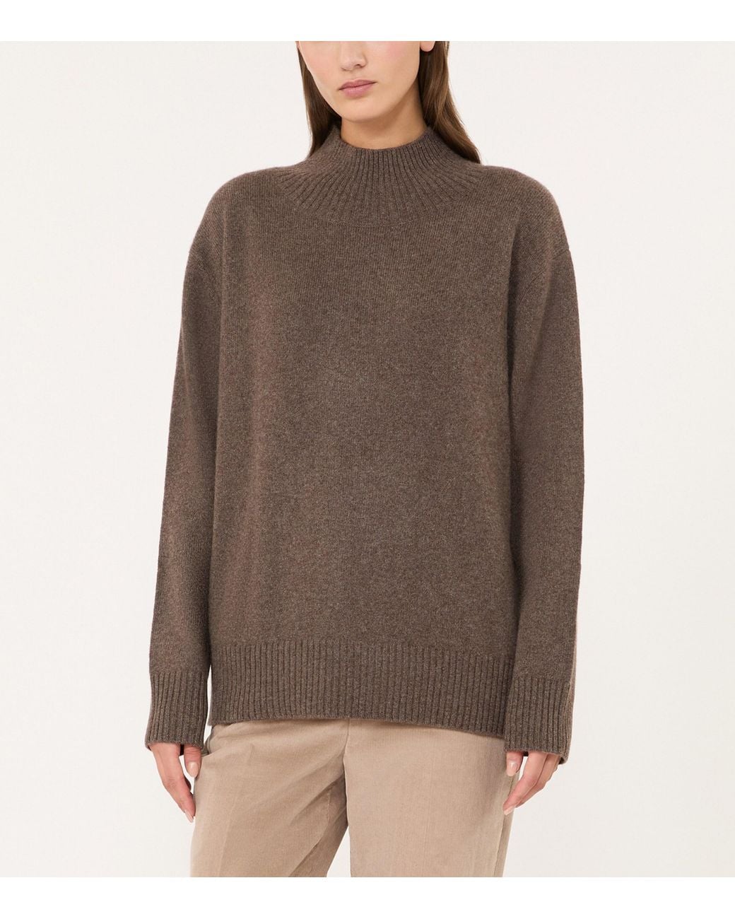 Weekend by Maxmara Brown Cashmere High-Neck Sweater