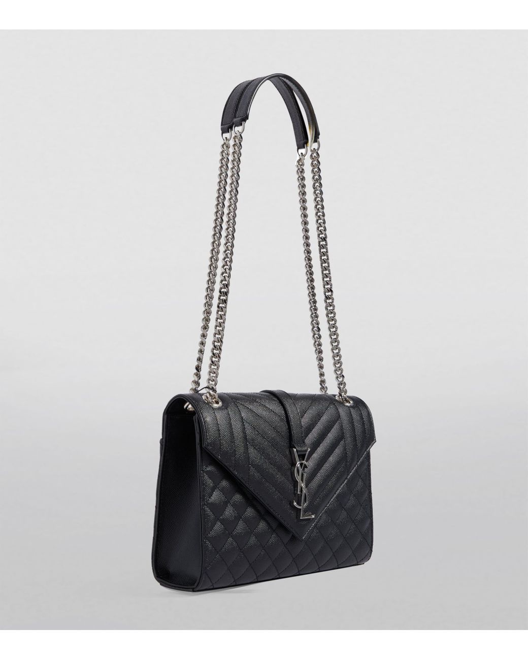 Saint Laurent Black Medium Envelope Matelassé Shoulder Bag