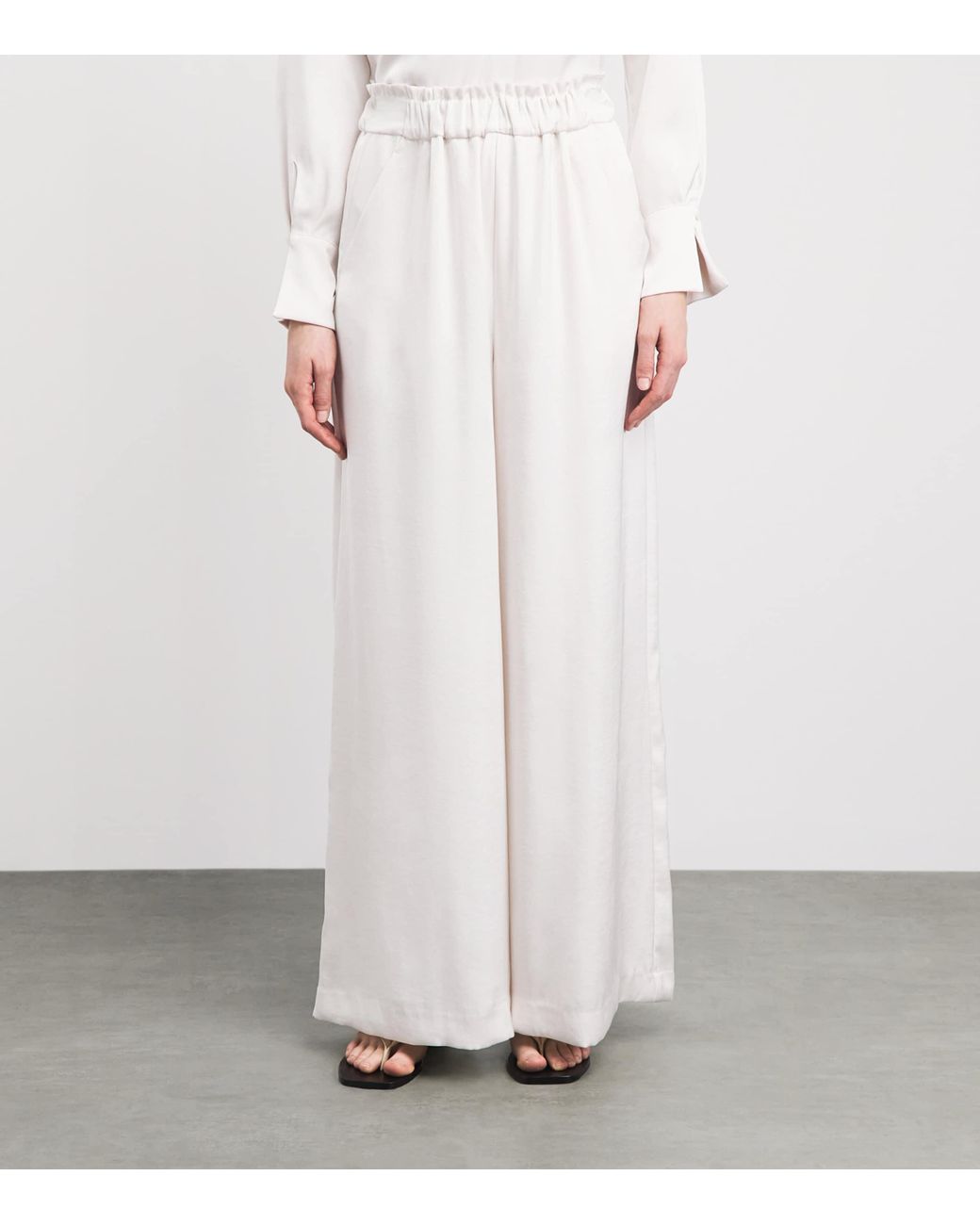 Claudie Pierlot White Satin Tailored Trousers