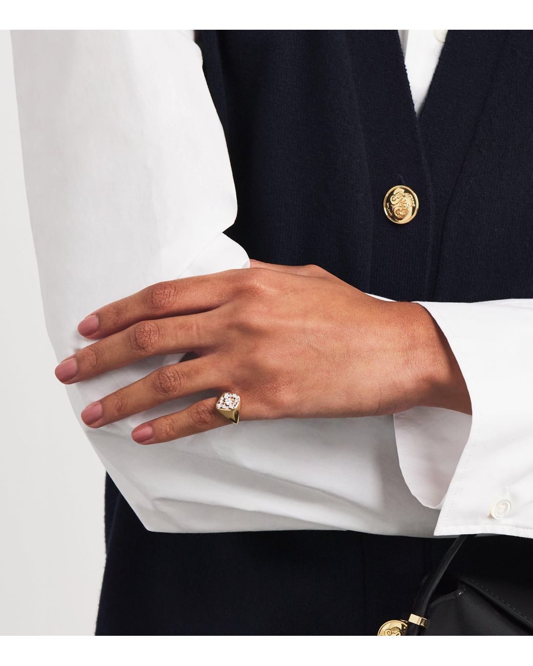 Suzanne Kalan Metallic And Diamond La Fantaisie Signet Ring