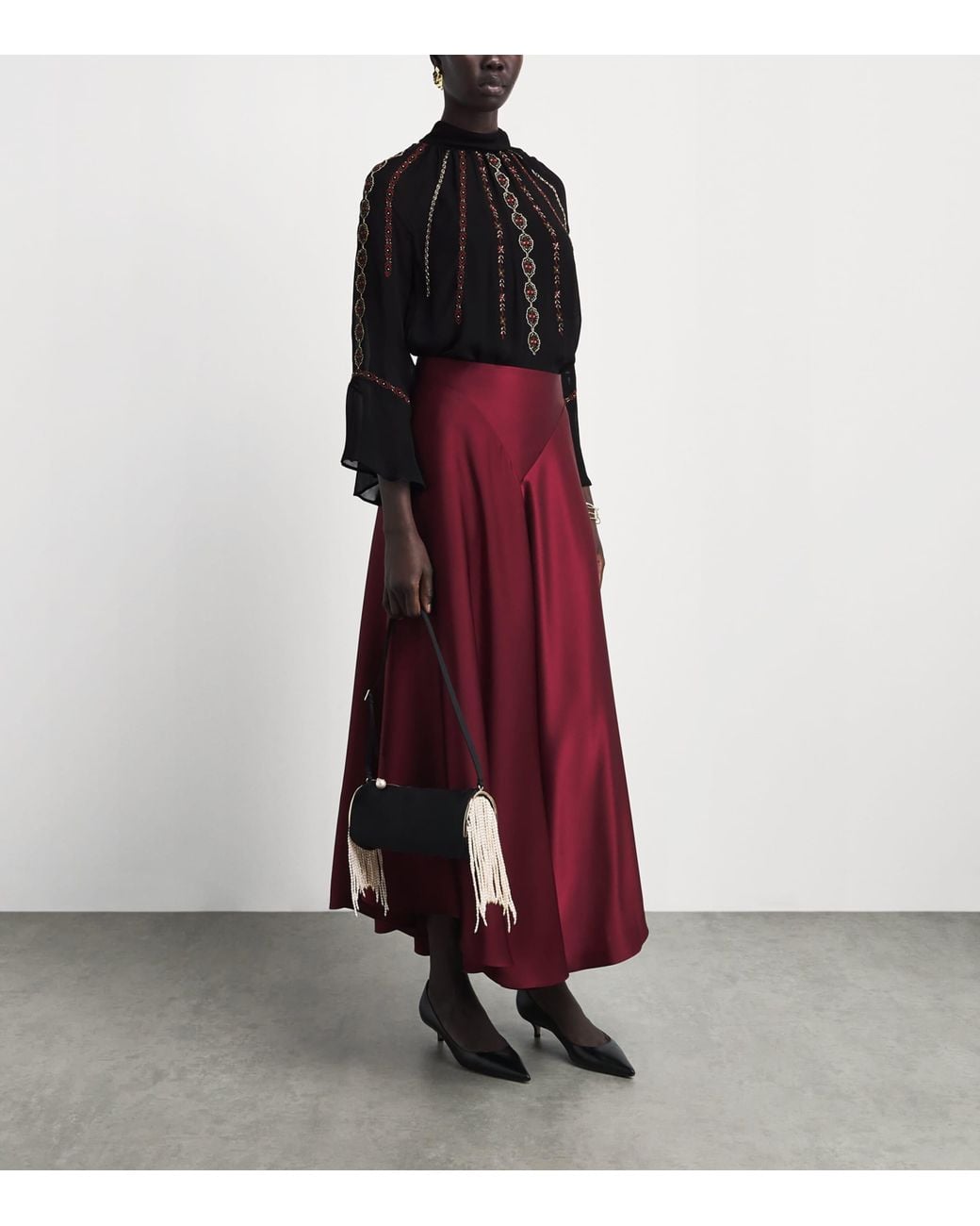 Veronica Beard Black Embroidered Tairis Blouse