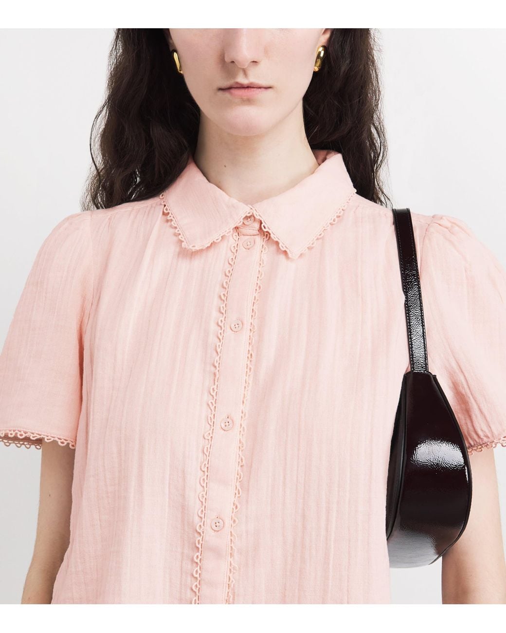 ME+EM Pink Cotton Cheesecloth Blouse