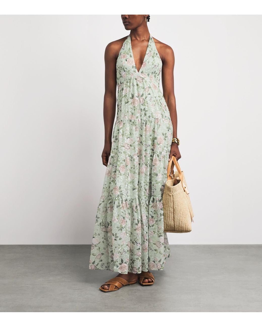 Alice + Olivia White Embroidered Floral Maura Maxi Dress