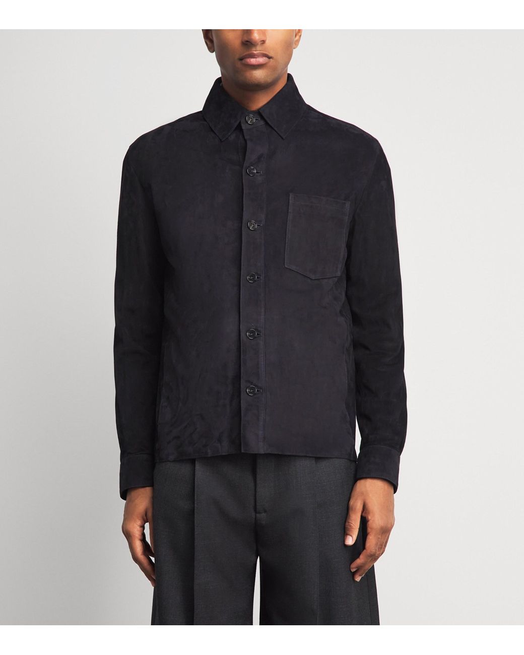 Arma Blue Lamb Suede Dino Shirt for men