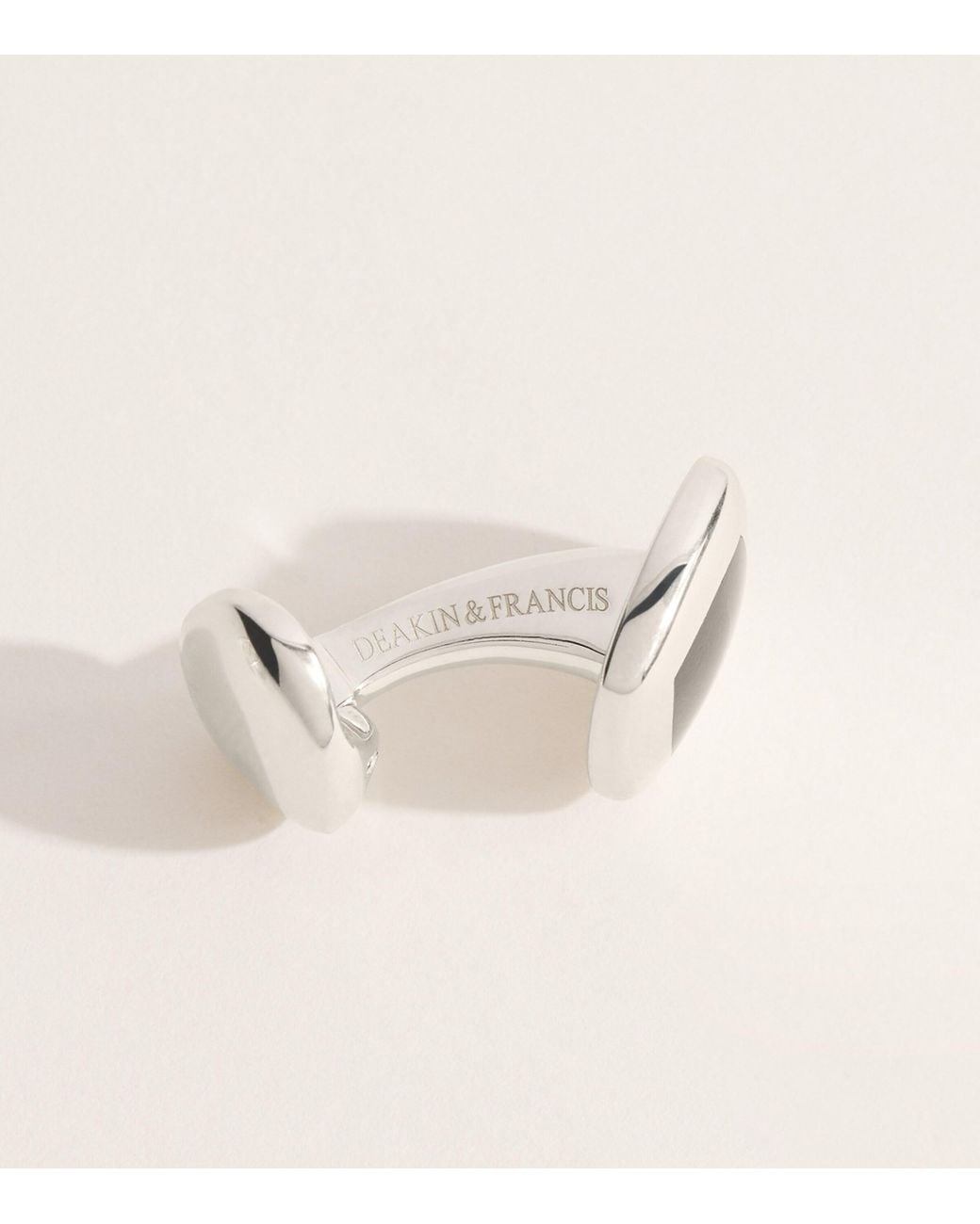 Deakin & Francis Natural Sterling And Onyx Square Cufflinks for men