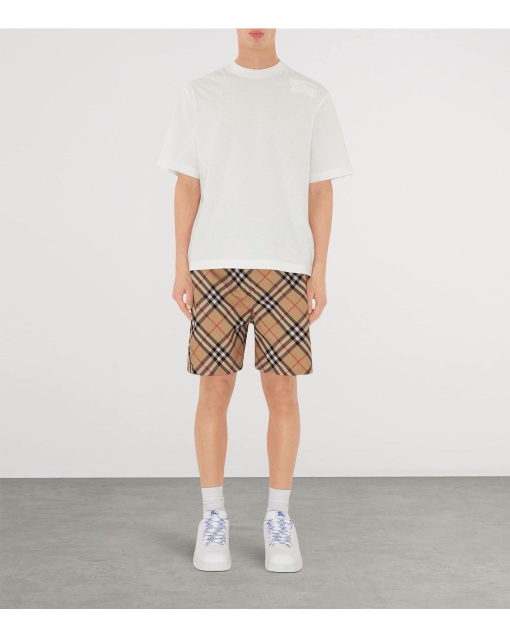 Burberry Natural Woven Twill Check Shorts for men