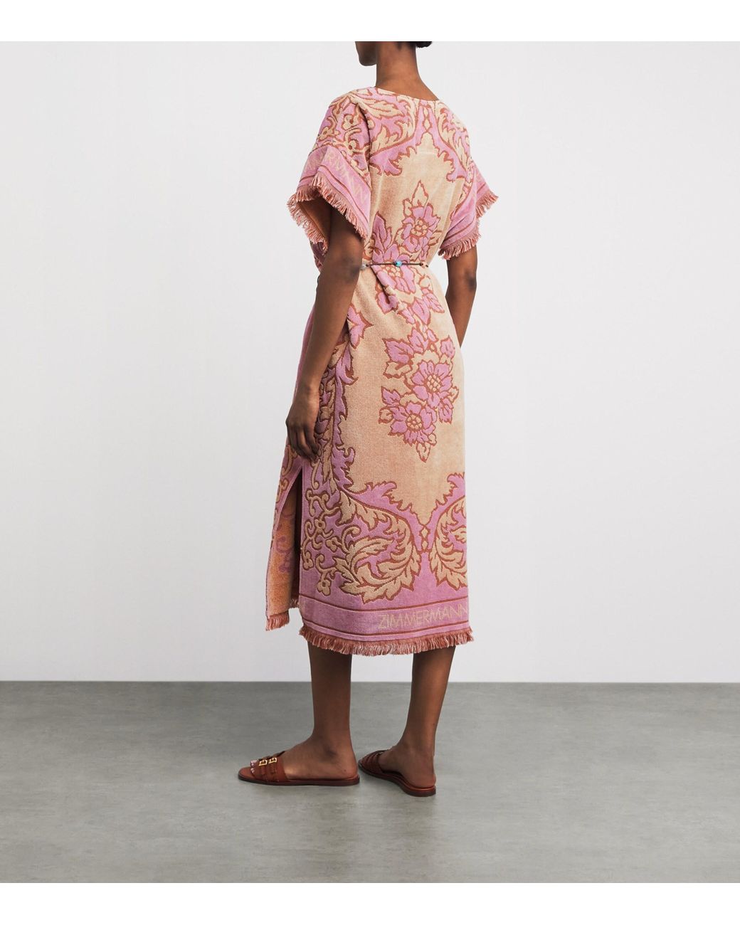 Zimmermann Pink Towelling Floral Aster Midi Dress