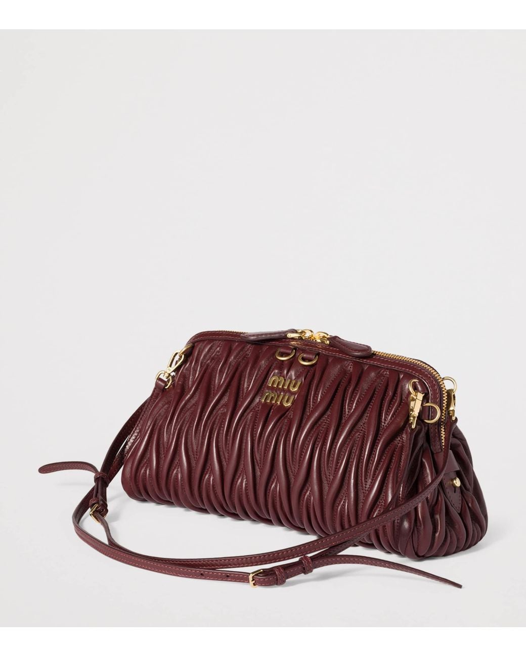 Miu Miu Brown Matelassé Leather Clutch Bag