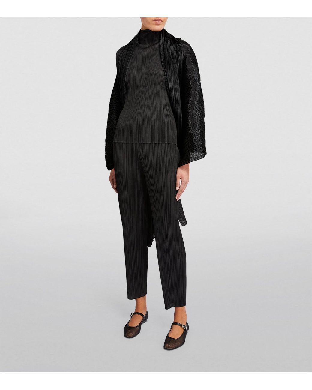 Pleats Please Issey Miyake Black Pleated Scarf