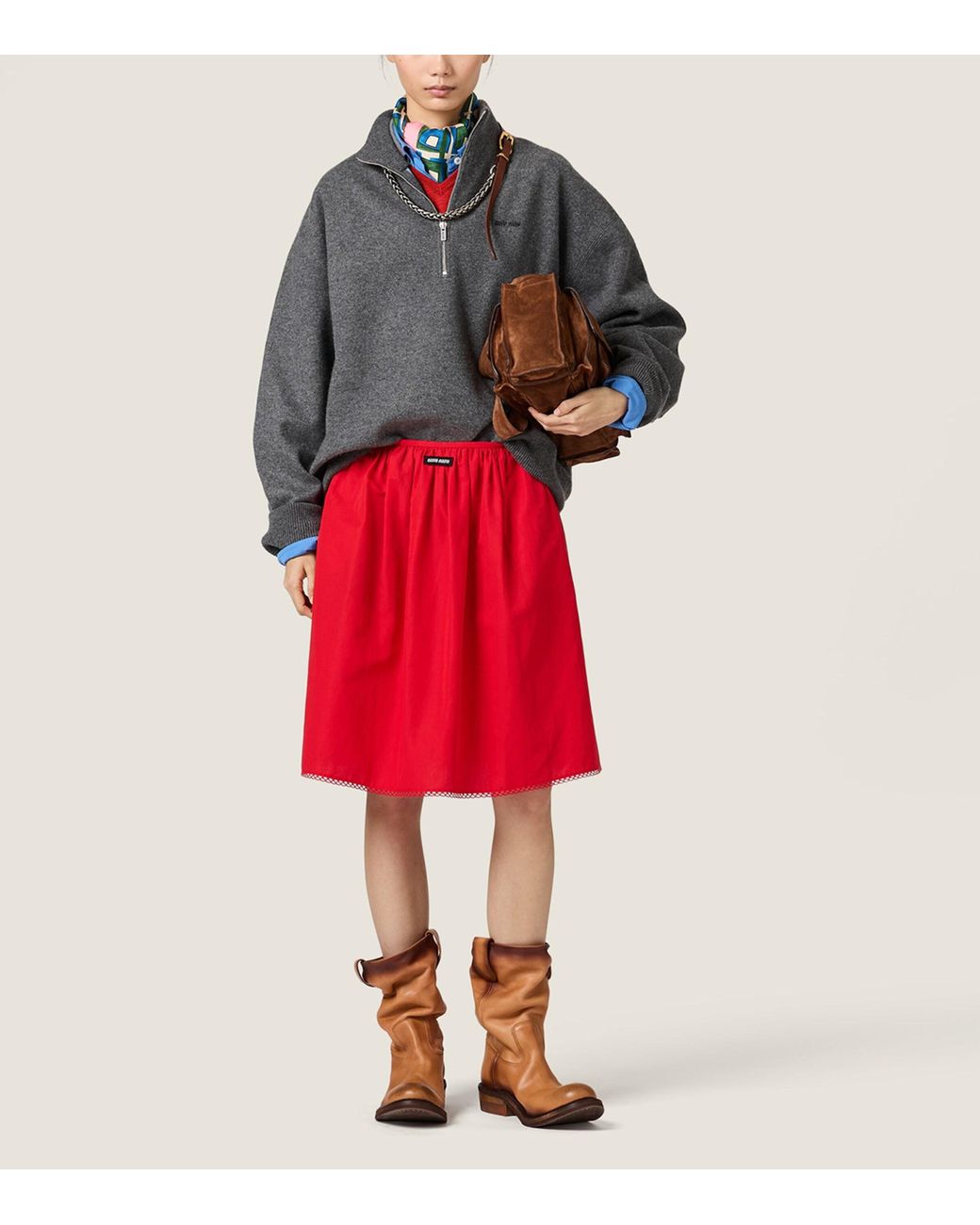 Miu Miu Gray Cashmere Logo Sweater