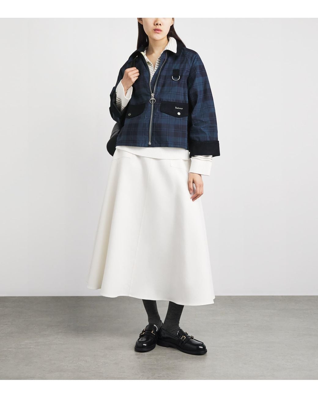 Barbour Blue Cotton Check Baiton Jacket