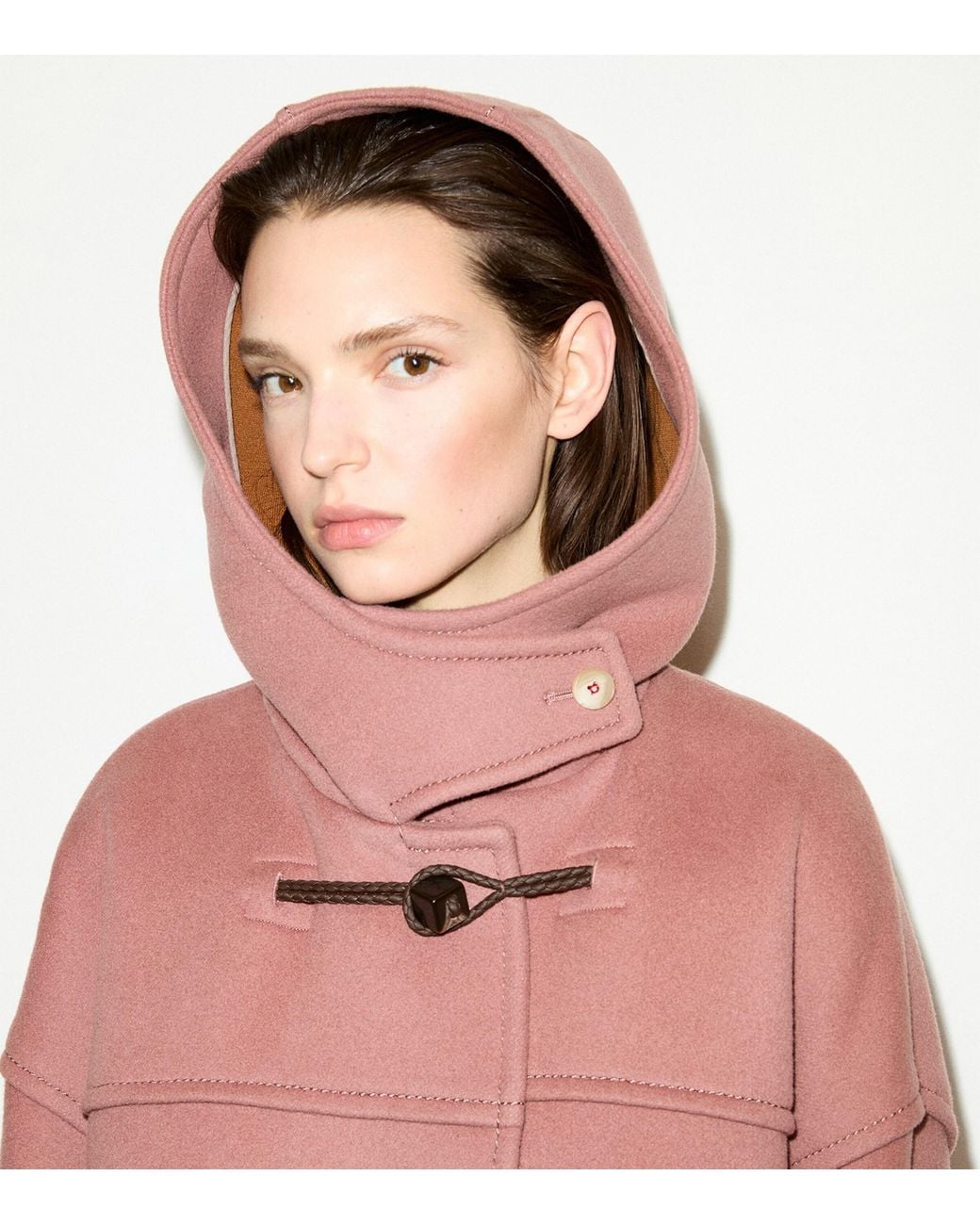 MAX&Co. Pink Virgin Wool Blend Hooded Duffle Coat