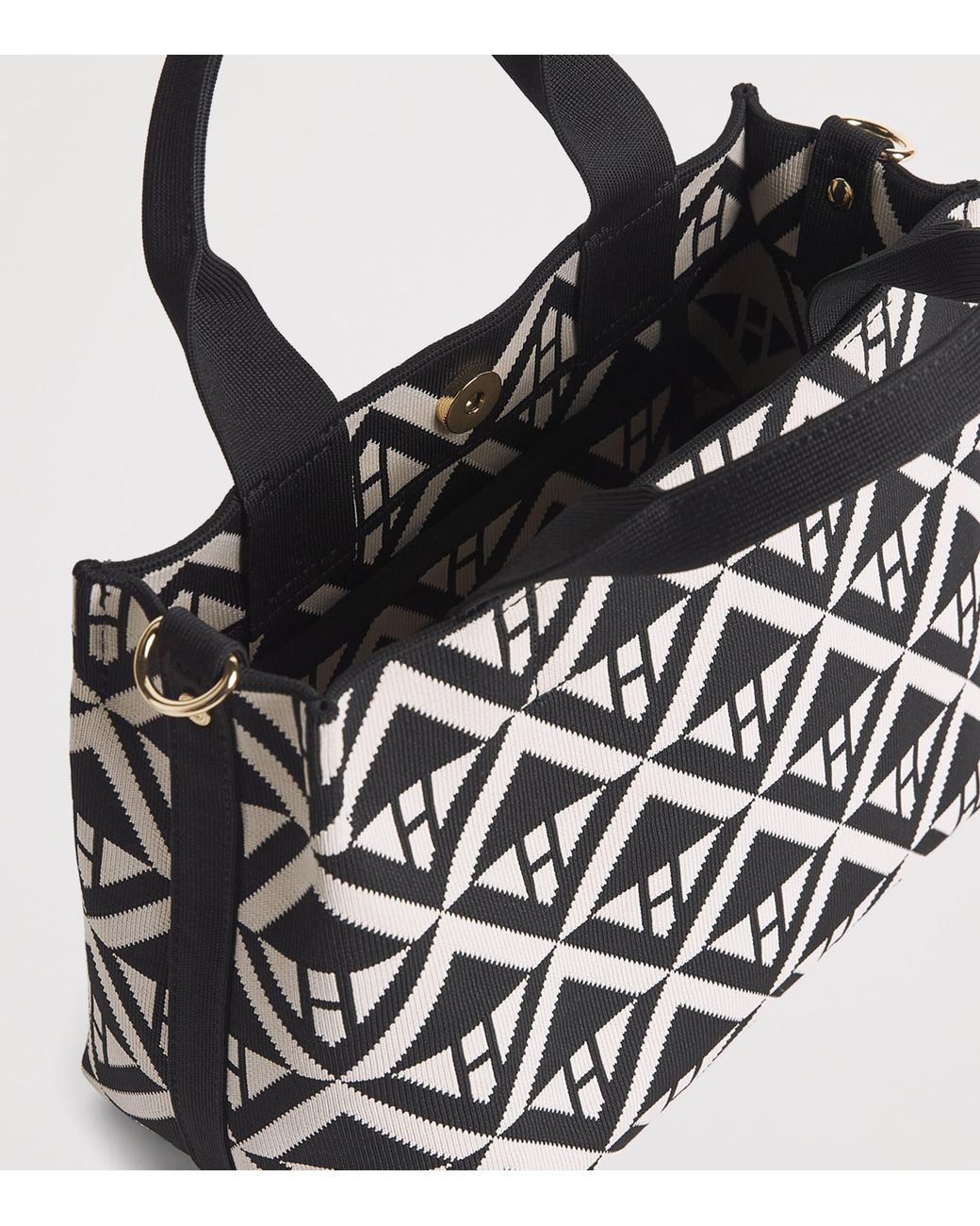 Harrods Black Small Geometric Tote Bag