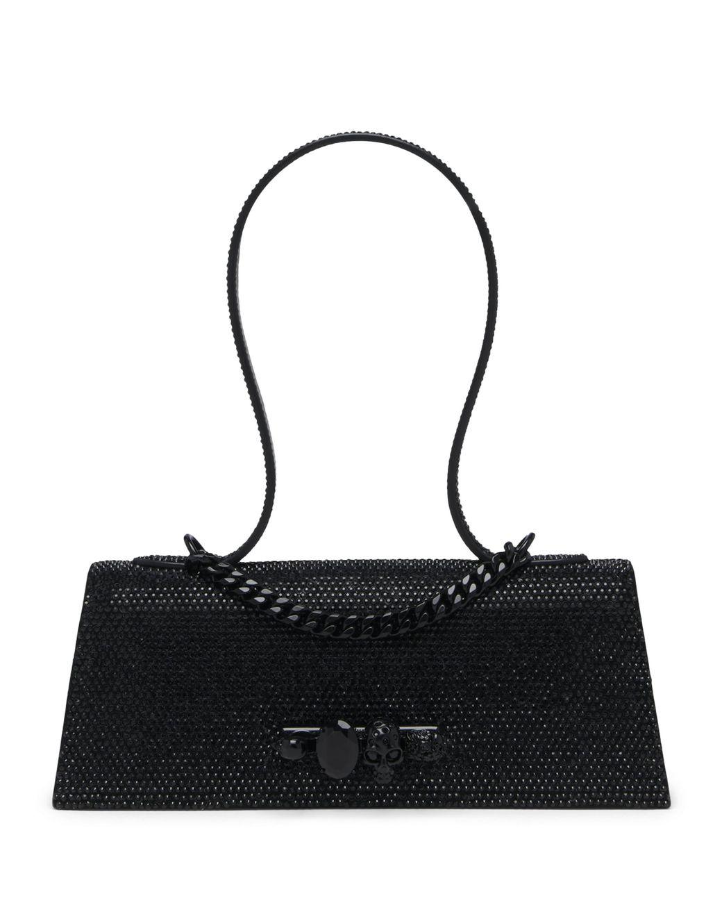 McQueen Black Leather Jewelled Top-Handle Bag