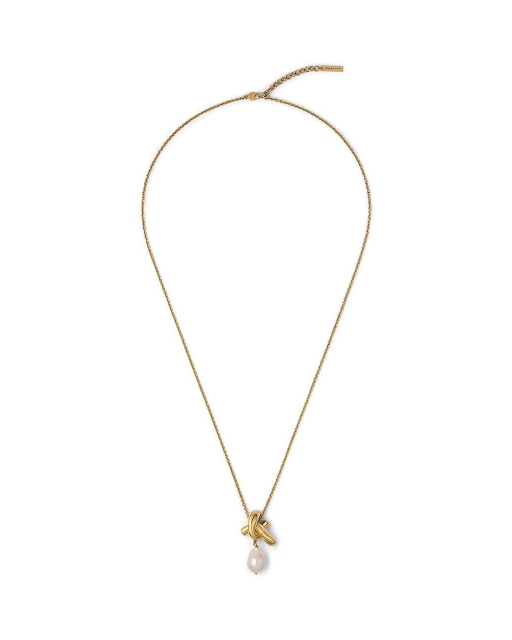 Givenchy Metallic Chain Link Pearl Necklace