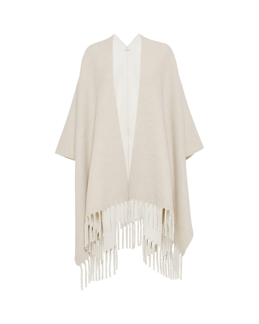 Brunello Cucinelli White Wool-Cashmere Reversible Poncho