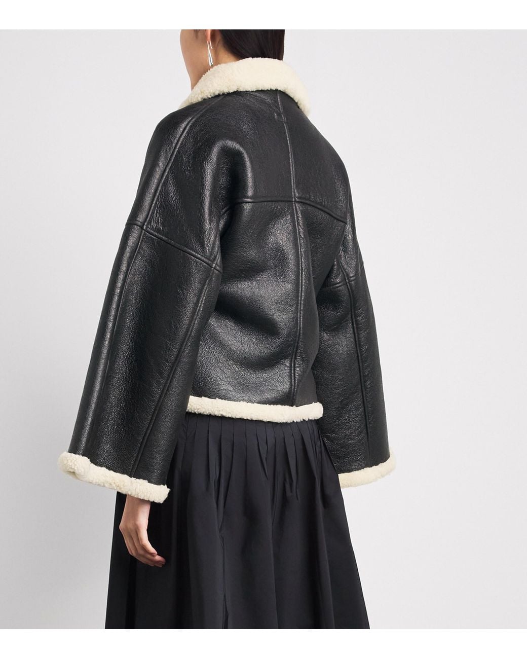 Polo Ralph Lauren Black Shearling Buckled Wrap Jacket