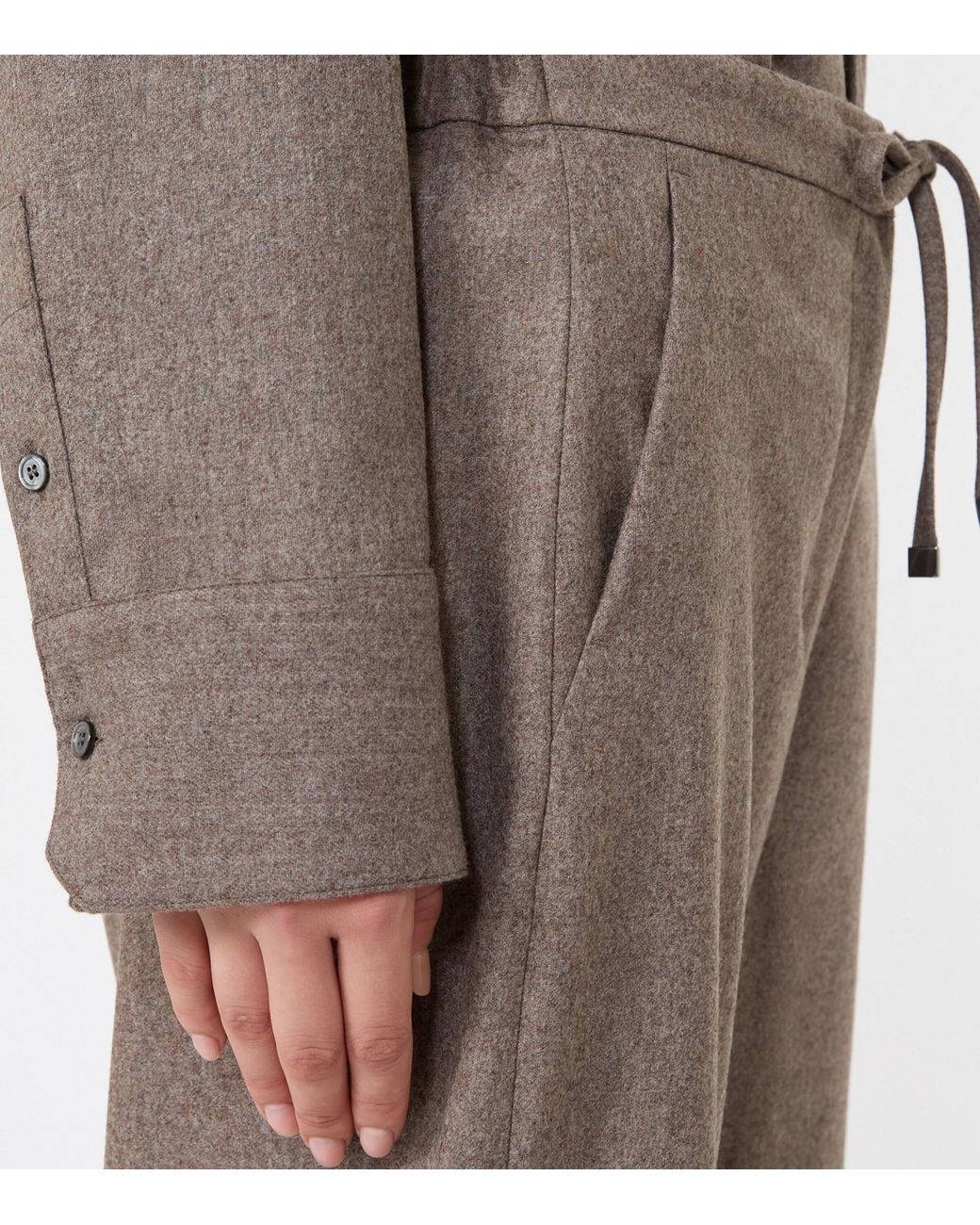 Max Mara Gray Stretch-Wool Drawstring Trousers