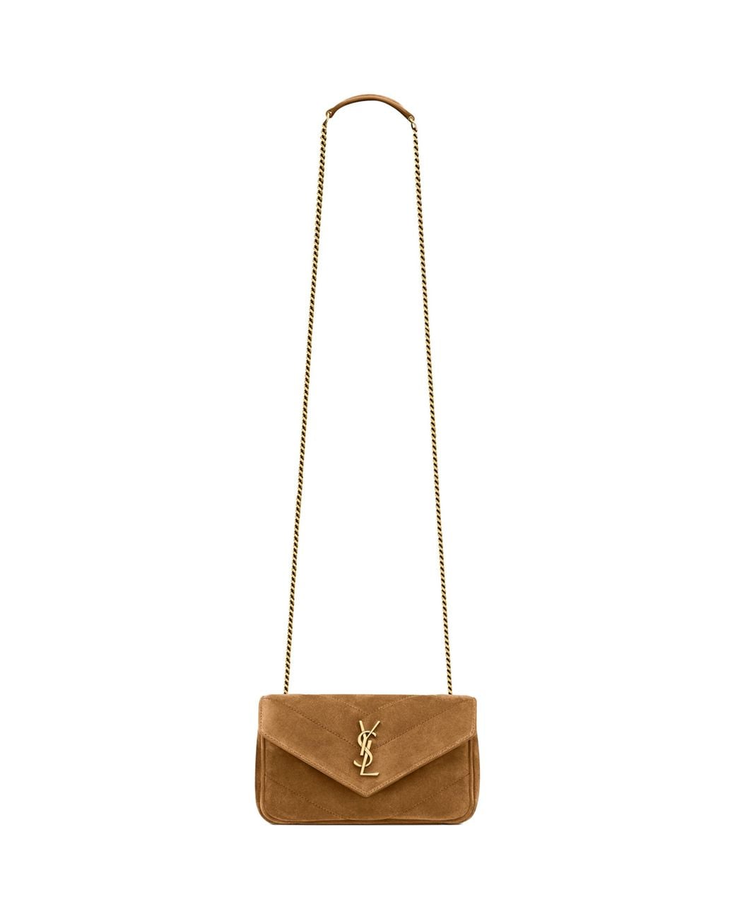 Saint Laurent Natural Mini Suede Loulou Shoulder Bag
