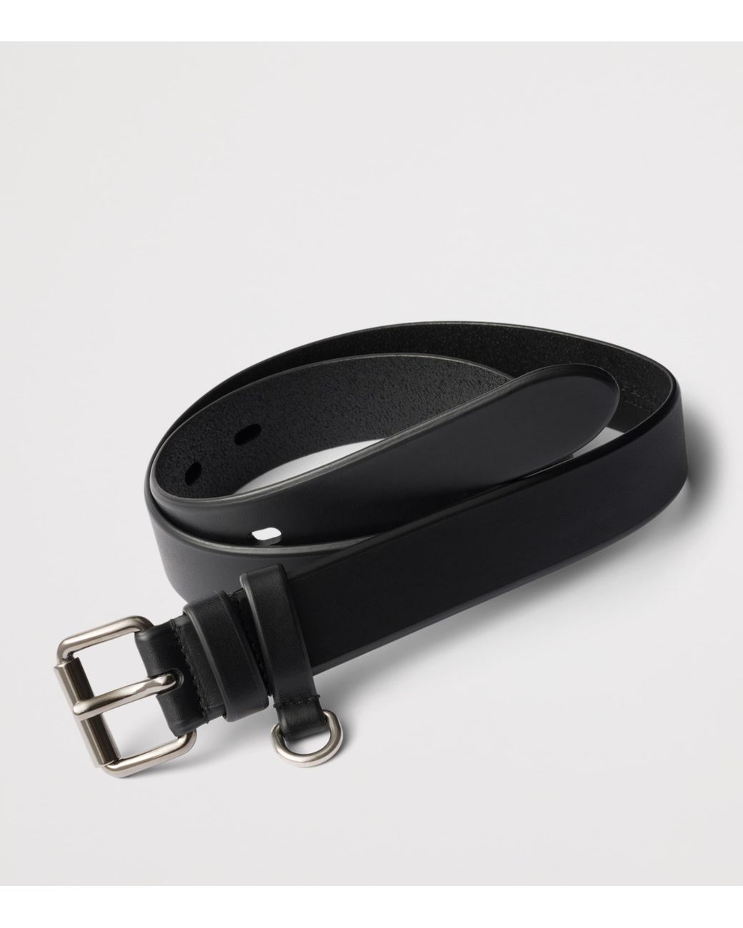 Prada Black Leather Double-Loop Belt