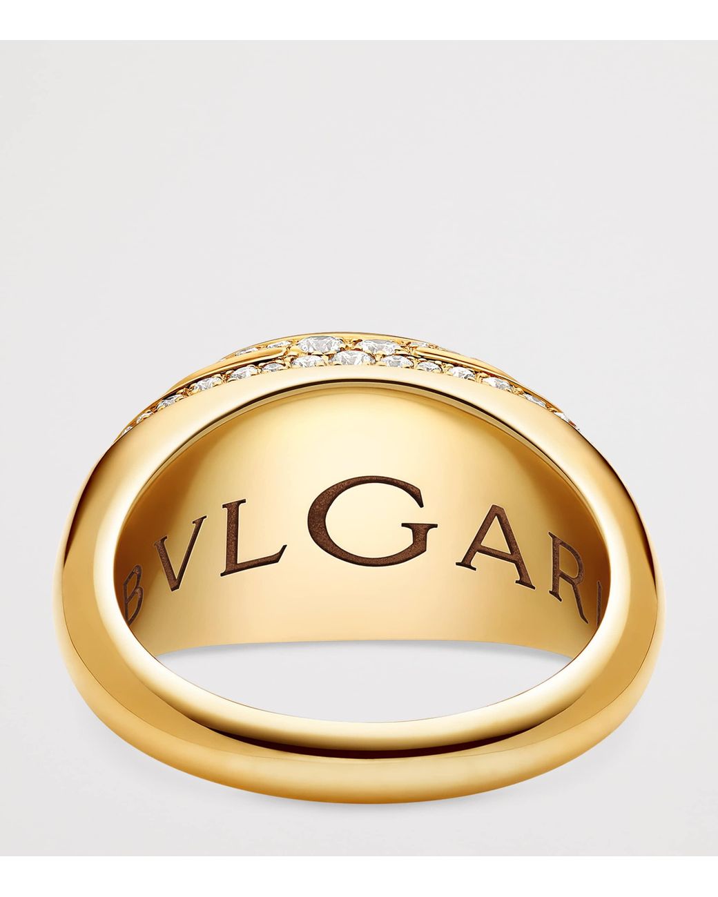 BVLGARI Metallic Diamond And Amethyst Cabochon Ring