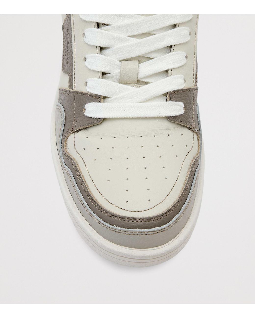 AllSaints Gray Leather Regan Plus Low-Top Trainers for men