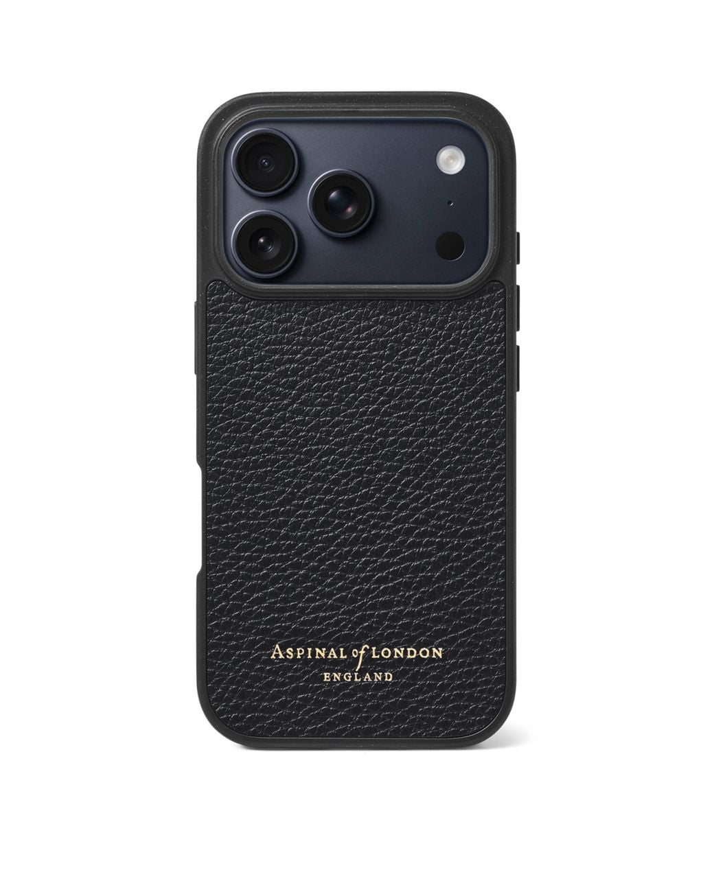 Aspinal Black Grained Leather Iphone 17 Pro Case