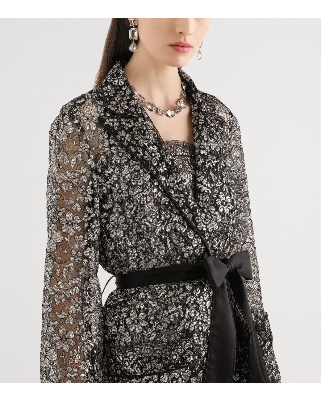Dolce & Gabbana Black Floral Lace Blazer