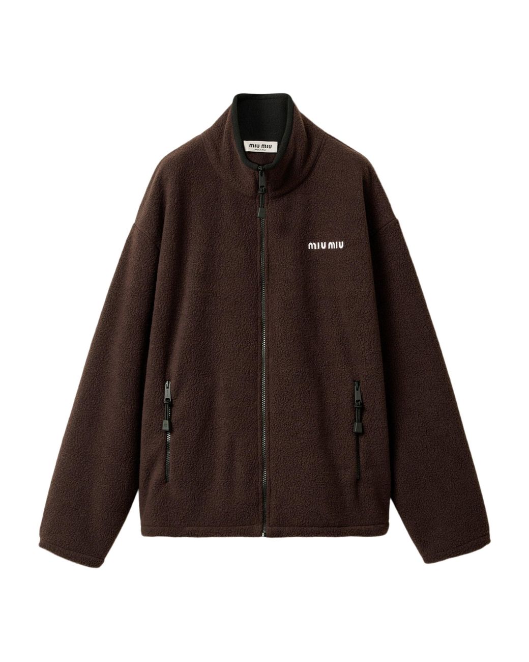 Miu Miu Brown Fleece Zip-Up Jacket