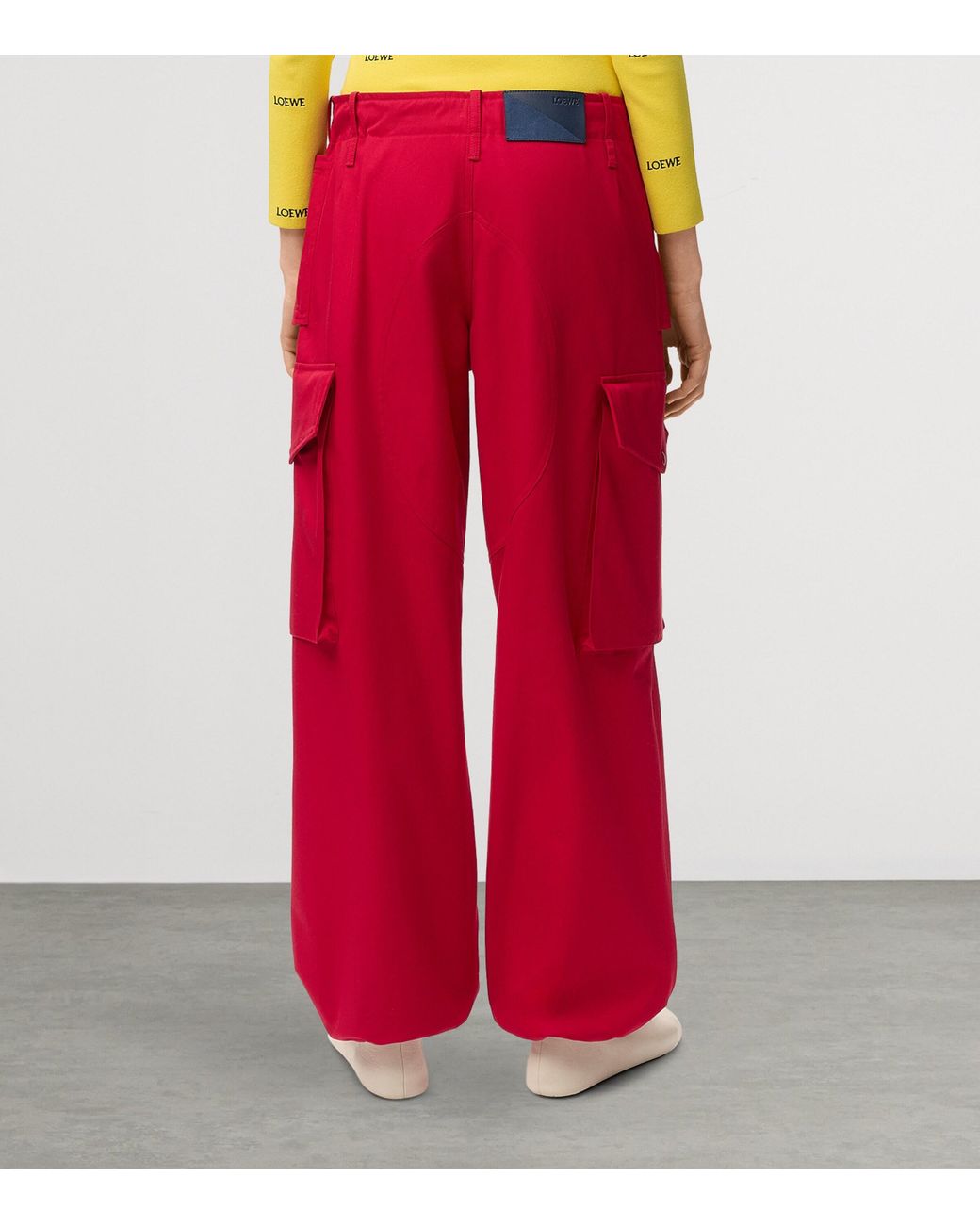 Loewe Red Cotton-Silk Cargo Trousers