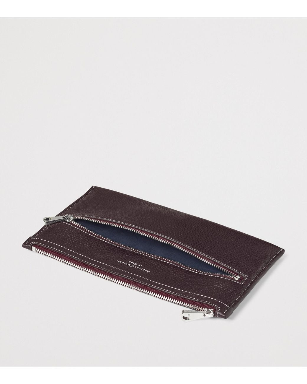 Aspinal Purple Grained Leather Hudson Travel Pouch for men