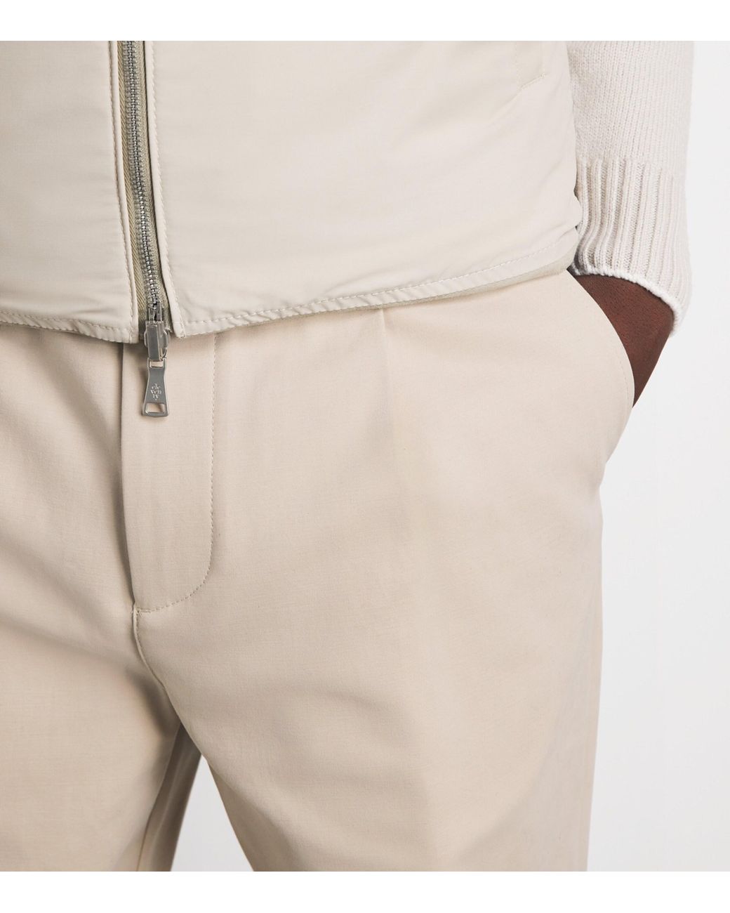 Eleventy Natural Stretch-Cotton Elasticated Trousers for men