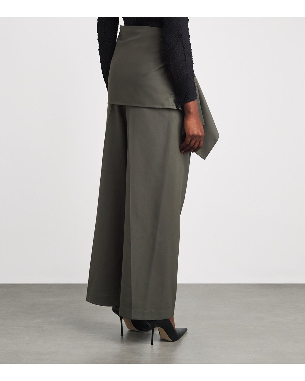 Issey Miyake Gray Wool-Blend Lustrous Wrap Trousers