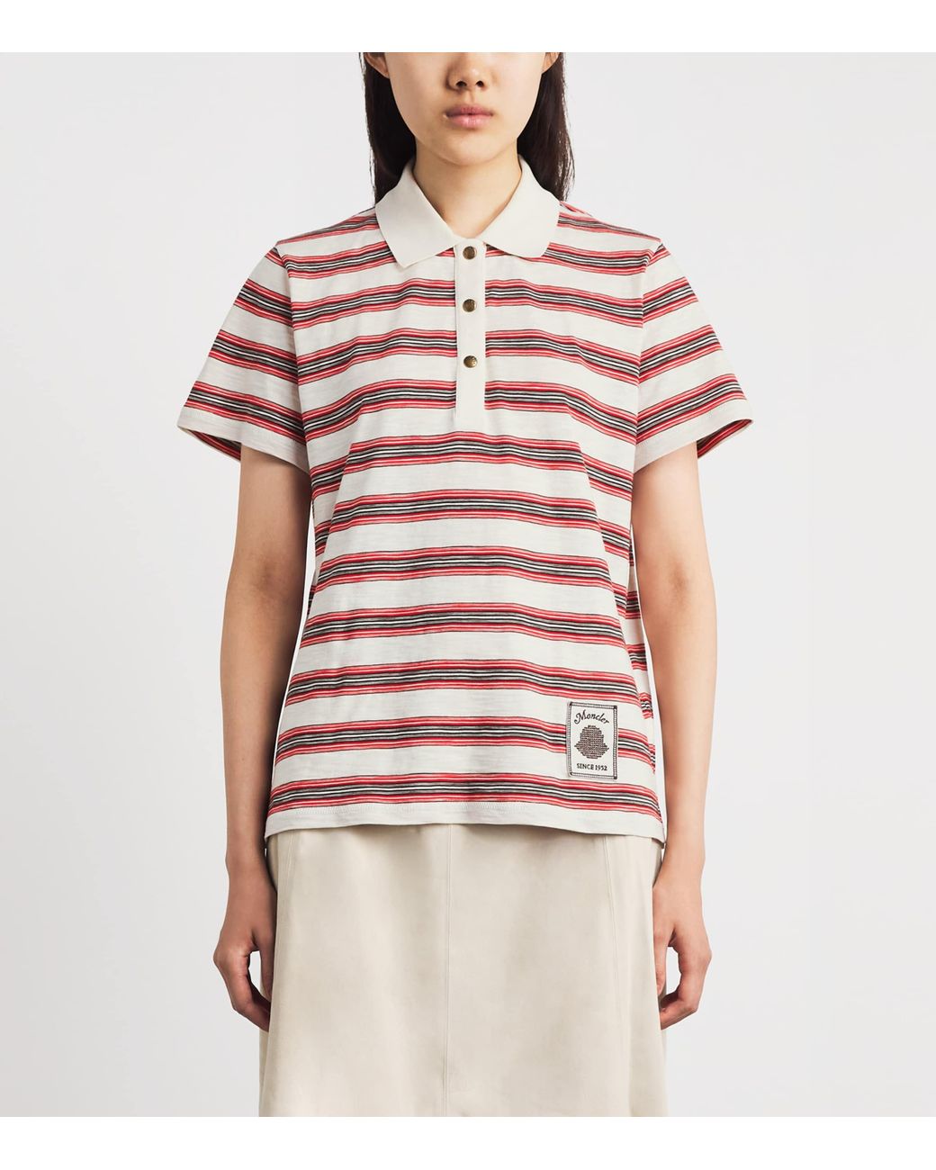 Moncler Pink Cotton Stripe Polo Shirt