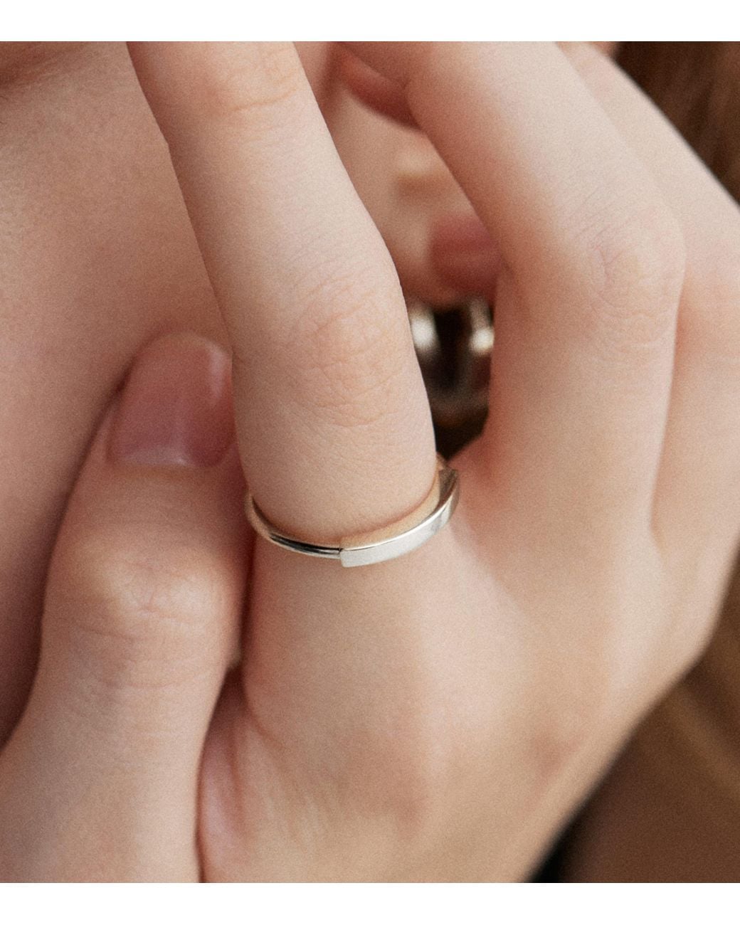 Monica Vinader White Sterling Linear Stacking Ring