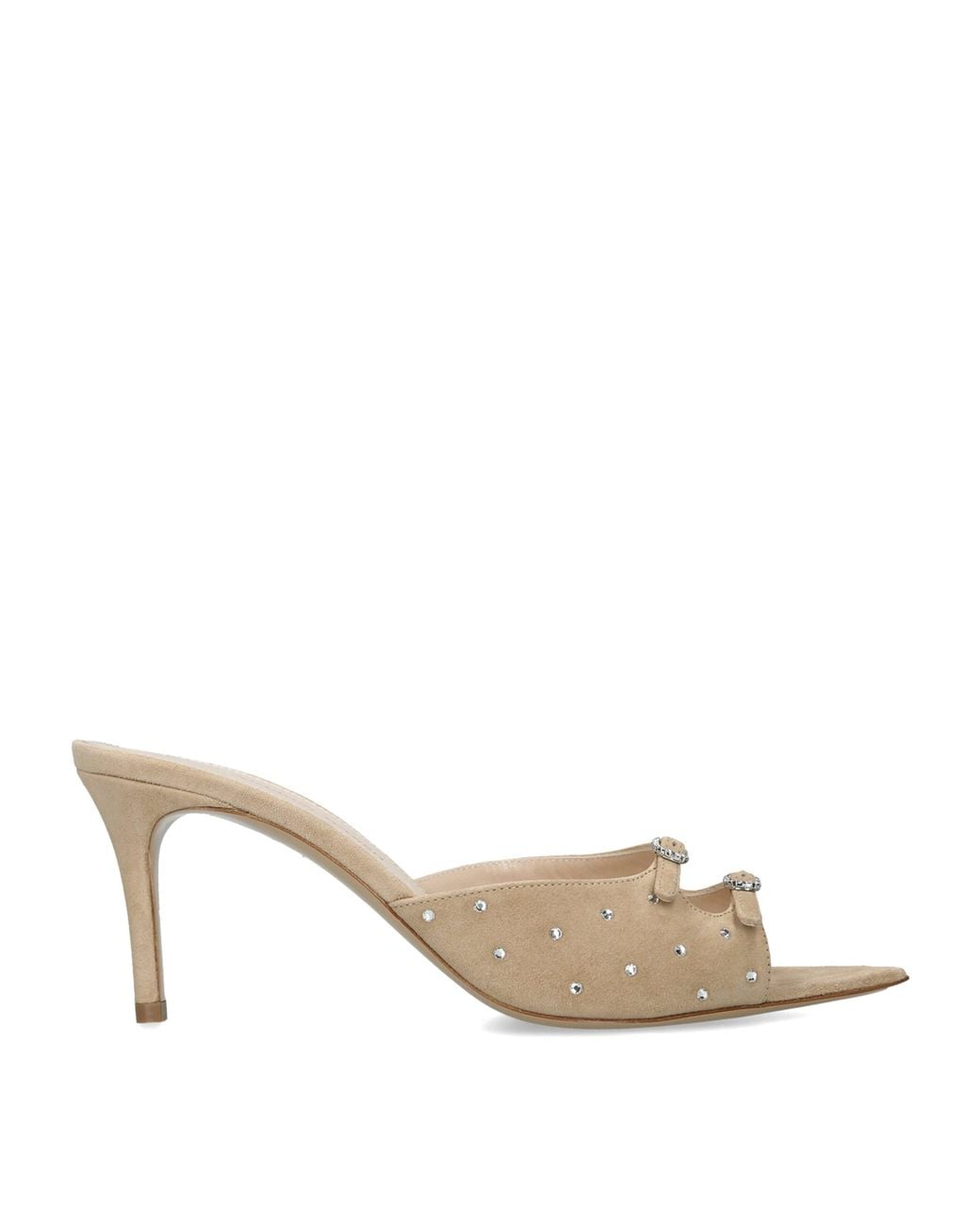 Andrea Wazen Natural Suede Carol Heeled Mules 75