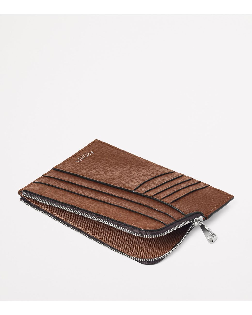 Aspinal Brown Leather Zipped Travel Wallet for men