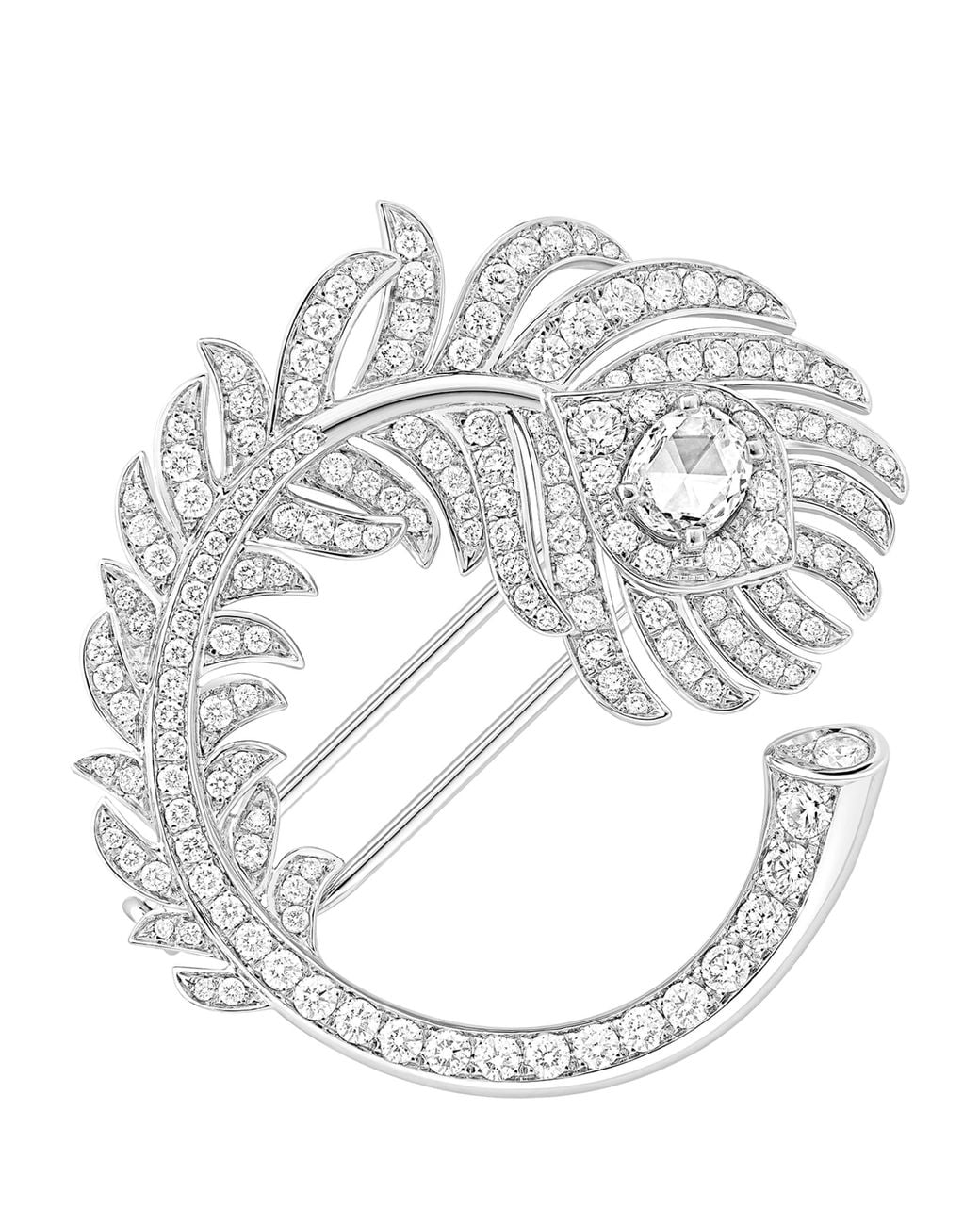 Boucheron Metallic And Diamond Plume De Paon Brooch