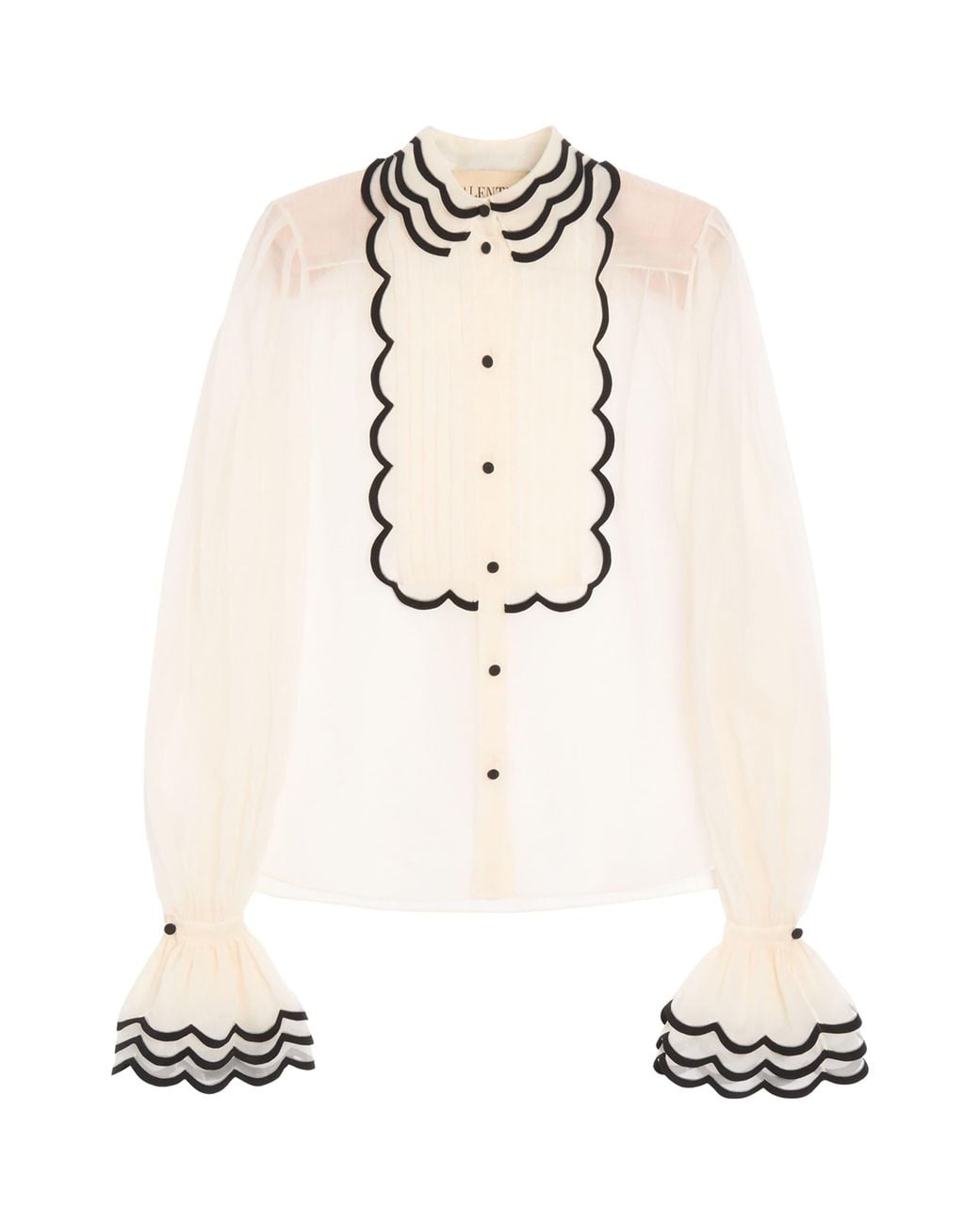 Valentino White Silk Embroidered Shirt