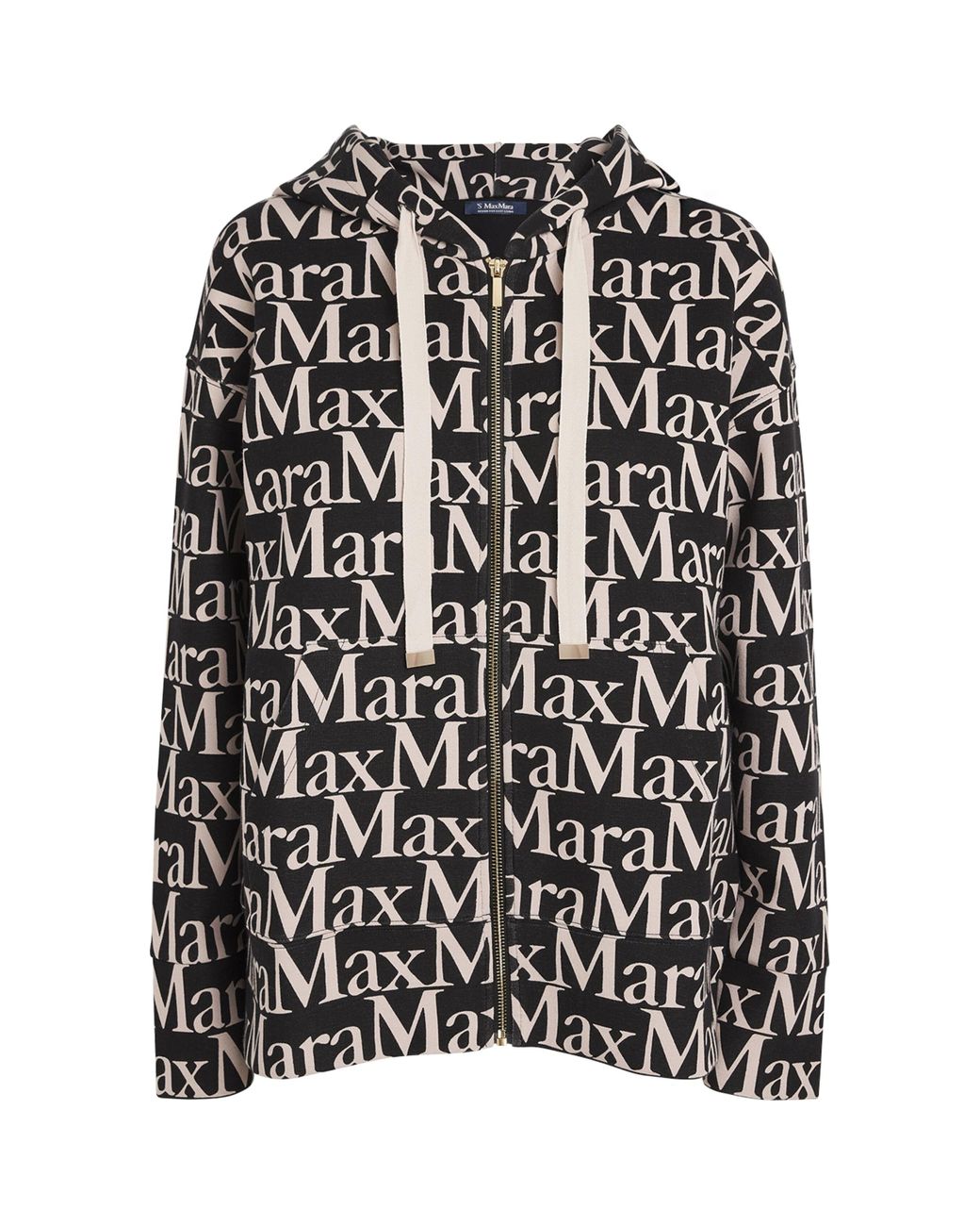 Max Mara Oversized Logo Zip-Up Hoodie in Black | Lyst