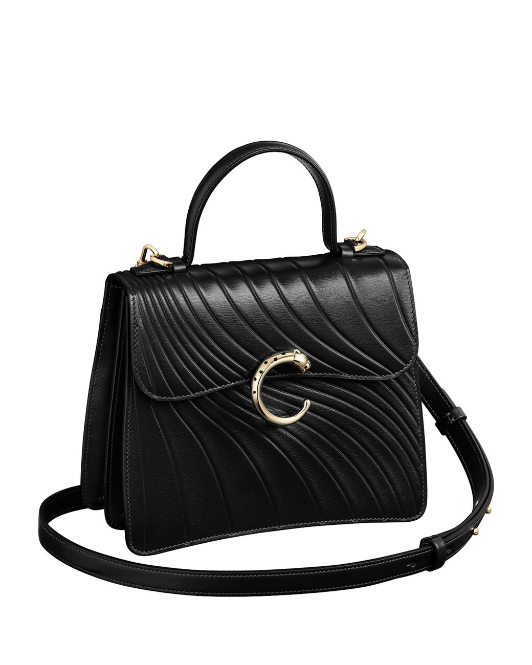 Cartier Black Small Leather Panthère De Top-Handle Bag