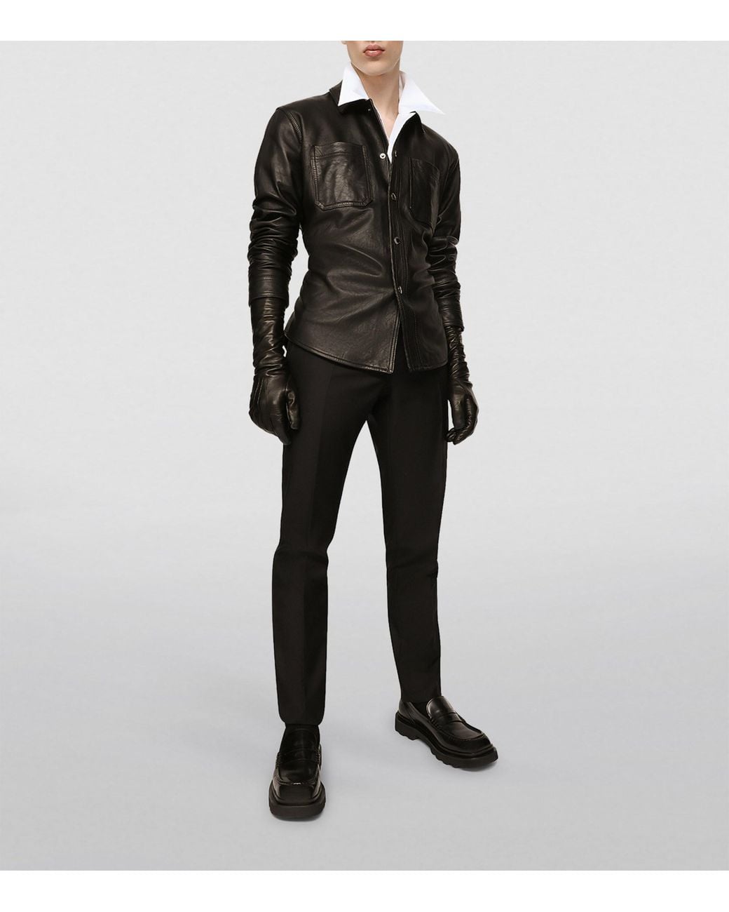 Dolce & Gabbana Black Leather Shirt for men