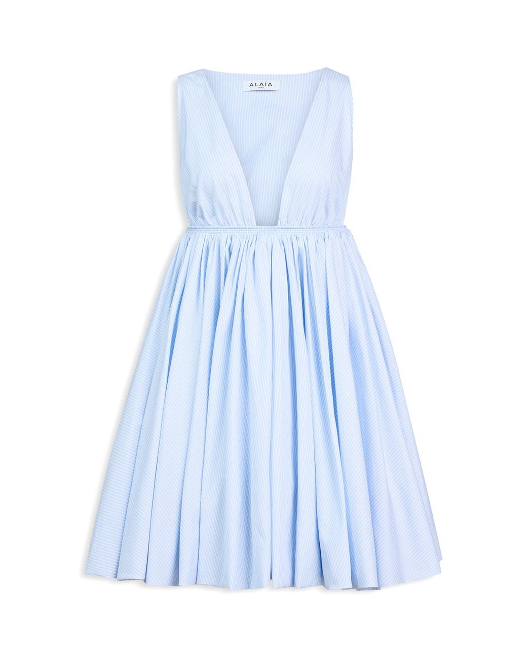 Alaïa Blue Cotton Stripe Skater Mini Dress