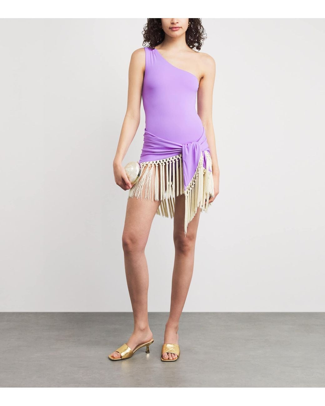 Taller Marmo Purple Pareo-Detail Yacare Swimsuit