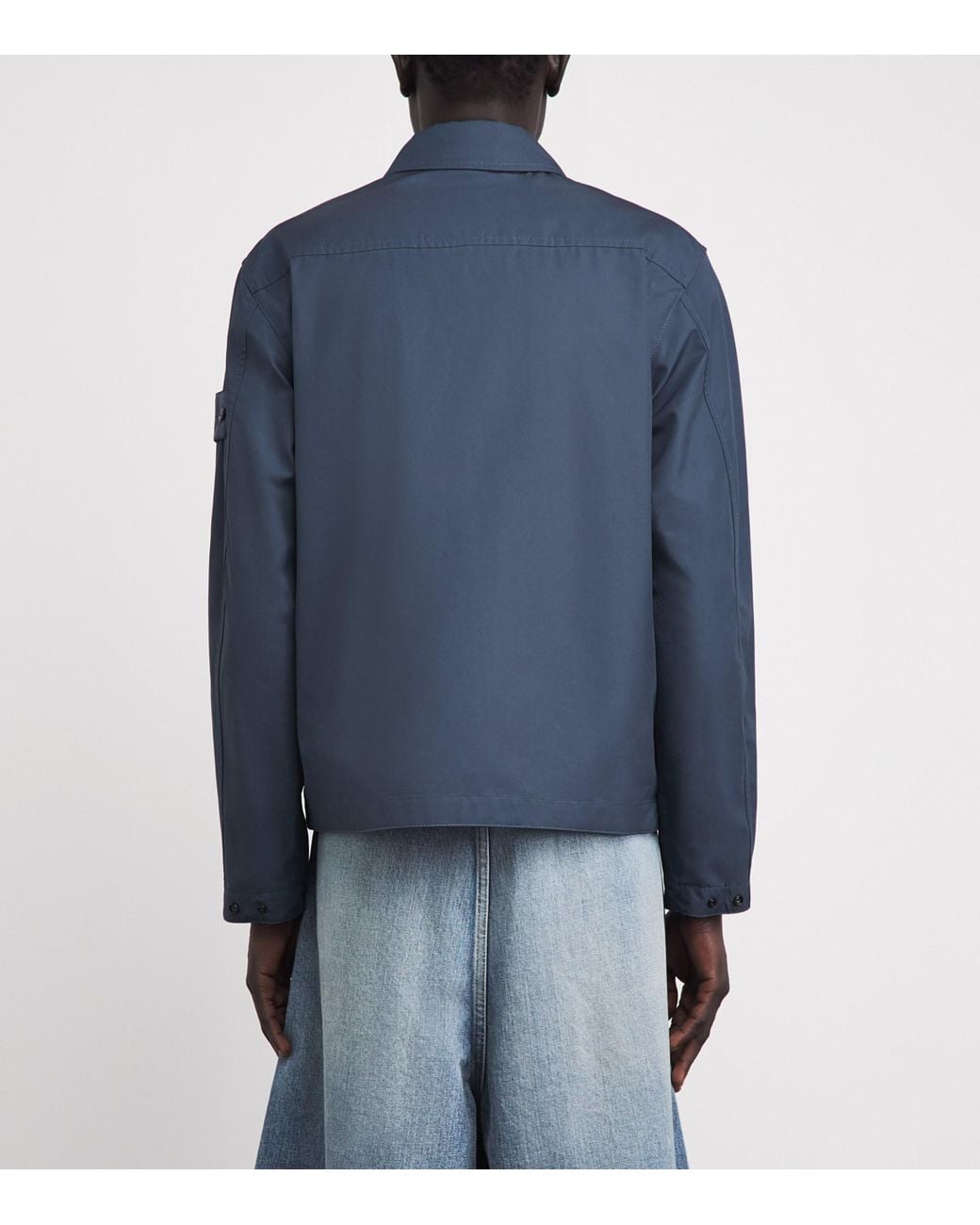 Stone Island Blue Cotton Canvas Ghost Overshirt for men