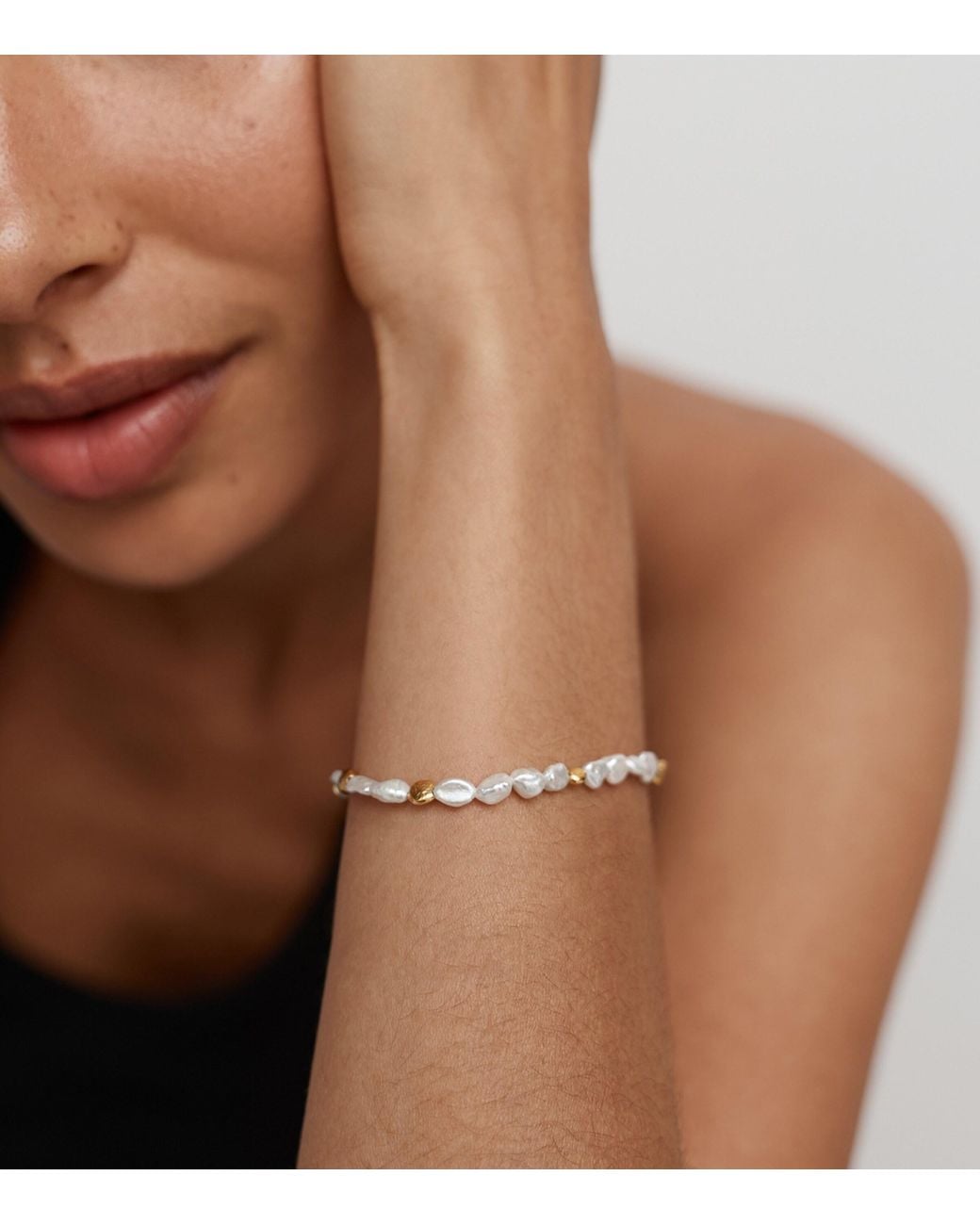 Monica Vinader Metallic Vermeil And Pearl Capri Bracelet